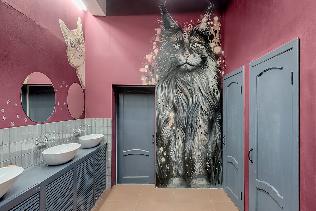 санузел в котокафе